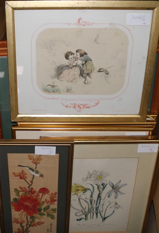 Four gilt framed botanical prints and four others, variously framed, largest 32 x 47cm